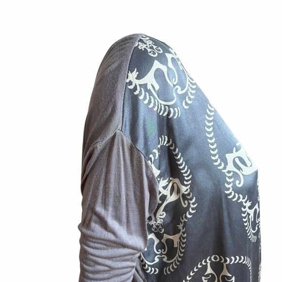 Thomas Wylde Scull Graphic Long Sleeve Oversized Tunic Silk Dress – Gray S /M (0 - Picture 6 of 14